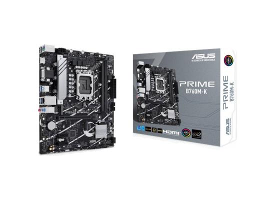 ASUS PRIME B760M-K mATX Gaming Motherboard – Intel 14th/13th/12th Gen, LGA 1700, DDR5, PCIe 4.0, Dual M.2